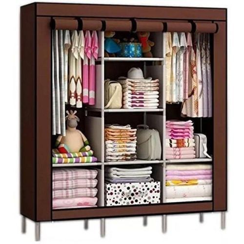 TC 3 Columns DIY Wardrobe,Large Capacity Assemble Closet Wardrobe,Portable Closet for Bedroom,Clothes Rail with Non-Woven Fabric Cover, Clothes Storage Organizer