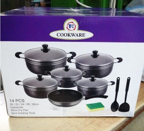 TC Heavy Duty Cooking Pots Sufurias- 14 Pieces Non-Stick Cookware Set