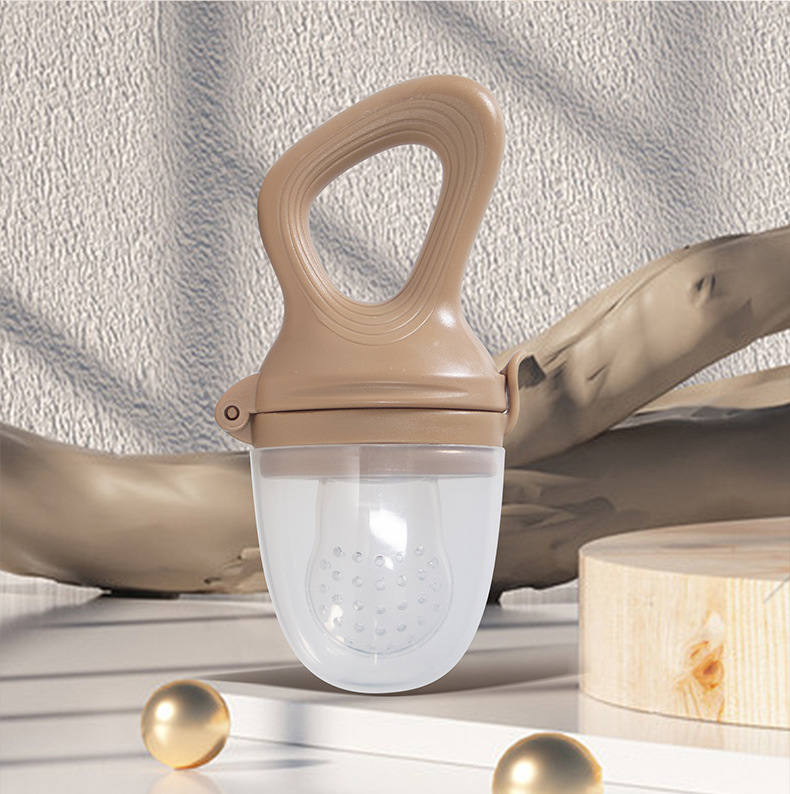 (EASY TO EAT)Baby Fruit Feeder Pacifier - Teething Relief, Fresh Food & Frozen Milk Popsicle Holder - Safe & Easy Feeding for Infants & Toddlers - [Color: Brown]
