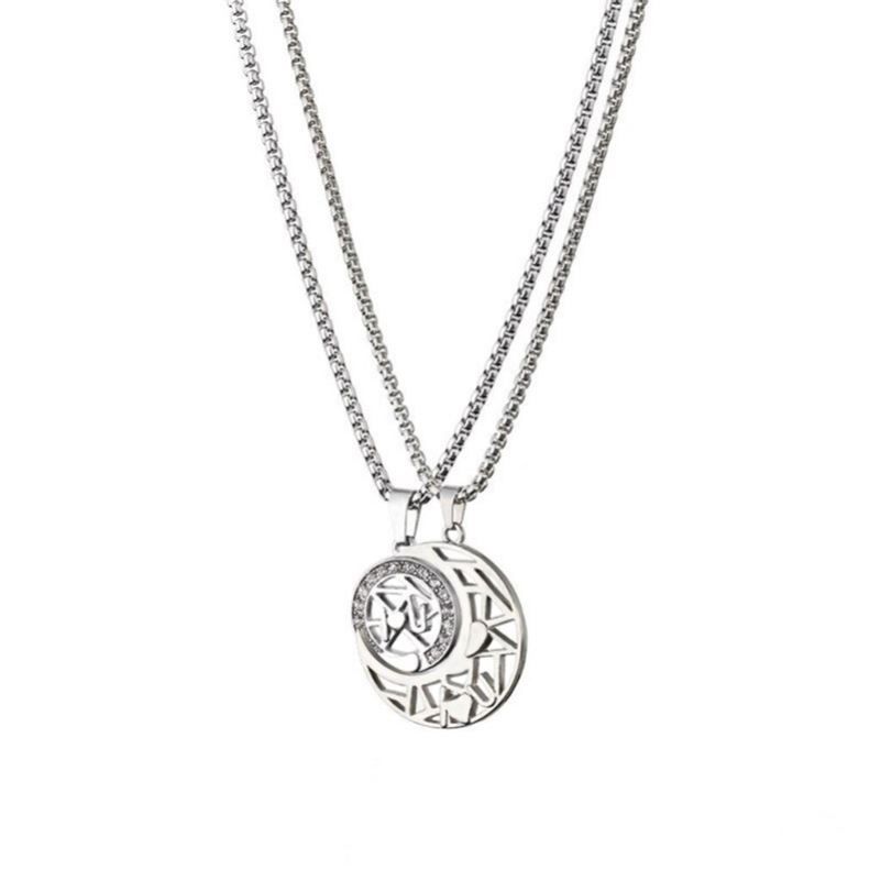 Letters, hearts, stitching, sun, moon, cut-out pendants, couples, titanium steel necklaces, men's tide ins, sweatshirt chains, accessories, women