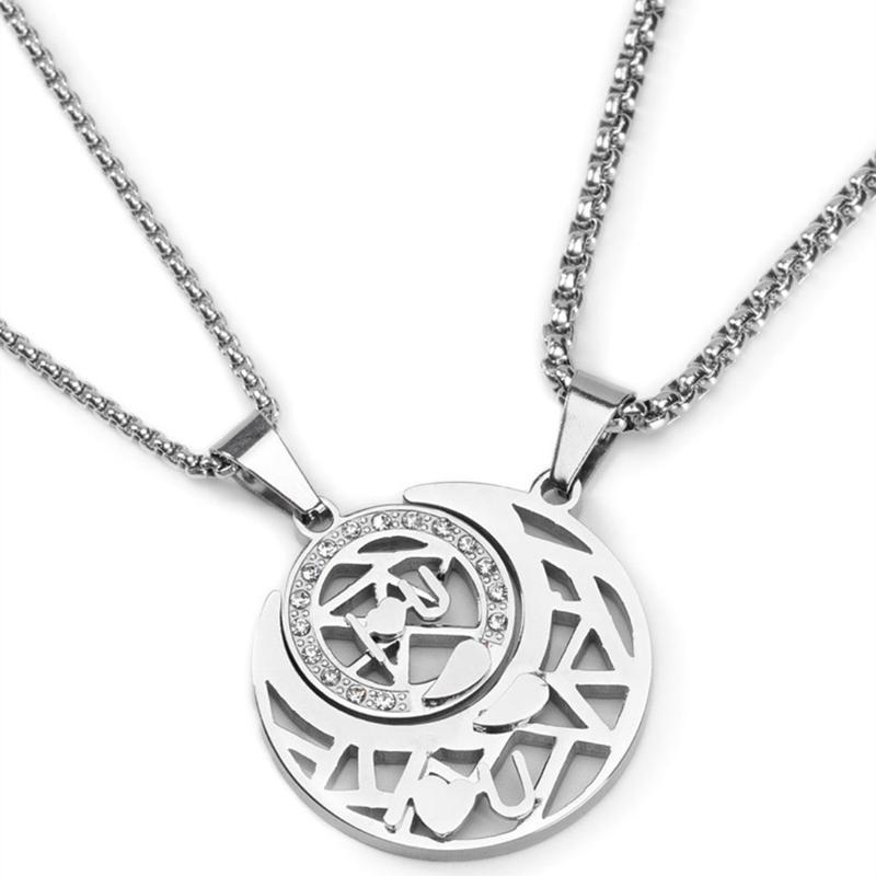 Letters, hearts, stitching, sun, moon, cut-out pendants, couples, titanium steel necklaces, men's tide ins, sweatshirt chains, accessories, women