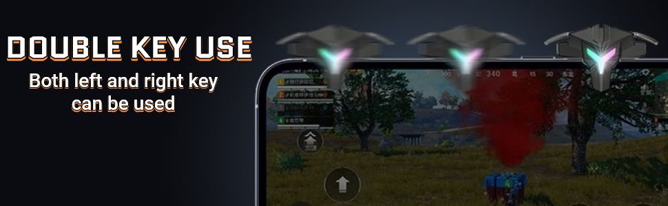 Mobile Game Triggers for iPhone / Android, Shooter Sensitive Controller Joystick Aiming & Fire Trigger for PUBG, COD, Fortnte with RGB Lighting & Shooting Vibration, Zero Lag, 4 Burst Modes