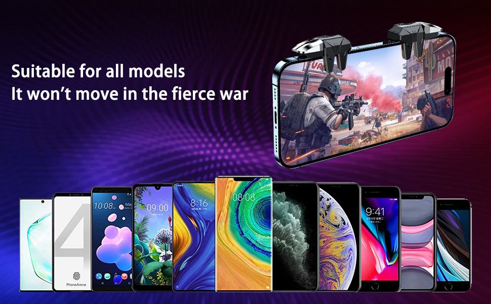Mobile Game Triggers for iPhone/Android, Shooting Sensitive Controllers, Joystick Aiming & Shooting Triggers, for PUBG, COD, Fortnite, Zero Lag, 6 Finger Gamepads - High Sensitivity.