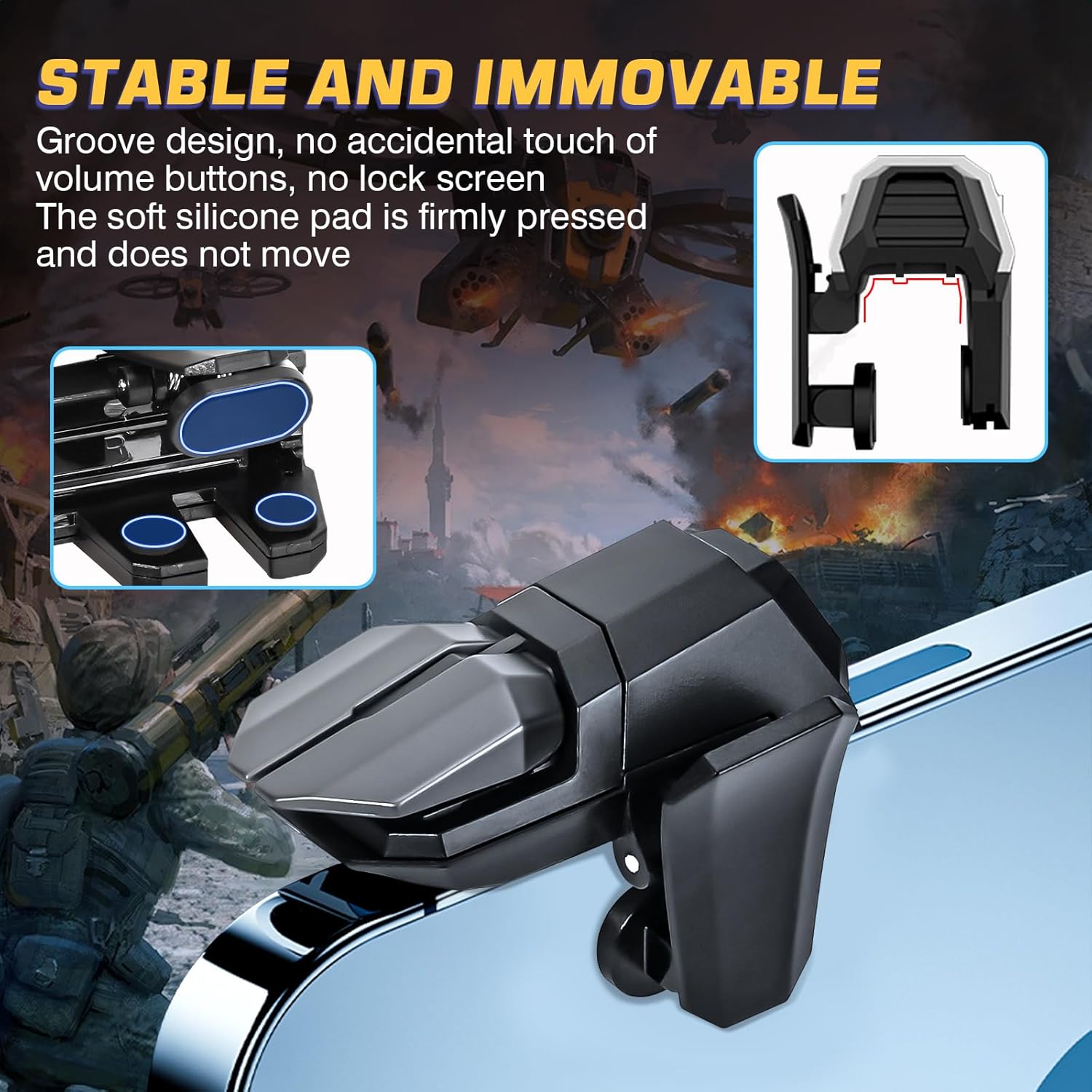 Mobile Game Triggers for iPhone/Android, Shooting Sensitive Controllers, Joystick Aiming & Shooting Triggers, for PUBG, COD, Fortnite, Zero Lag, 6 Finger Gamepads - High Sensitivity.