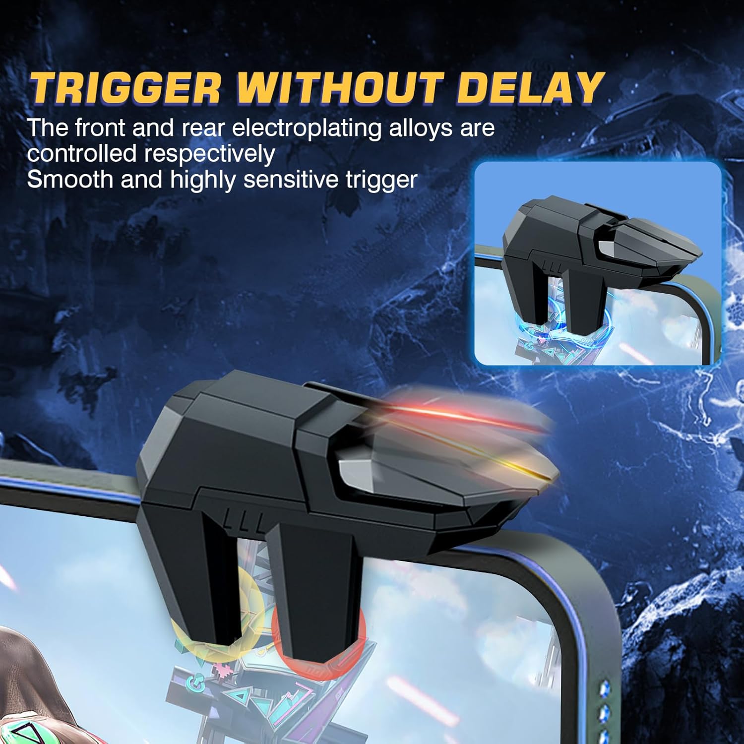 Mobile Game Triggers for iPhone/Android, Shooting Sensitive Controllers, Joystick Aiming & Shooting Triggers, for PUBG, COD, Fortnite, Zero Lag, 6 Finger Gamepads - High Sensitivity.
