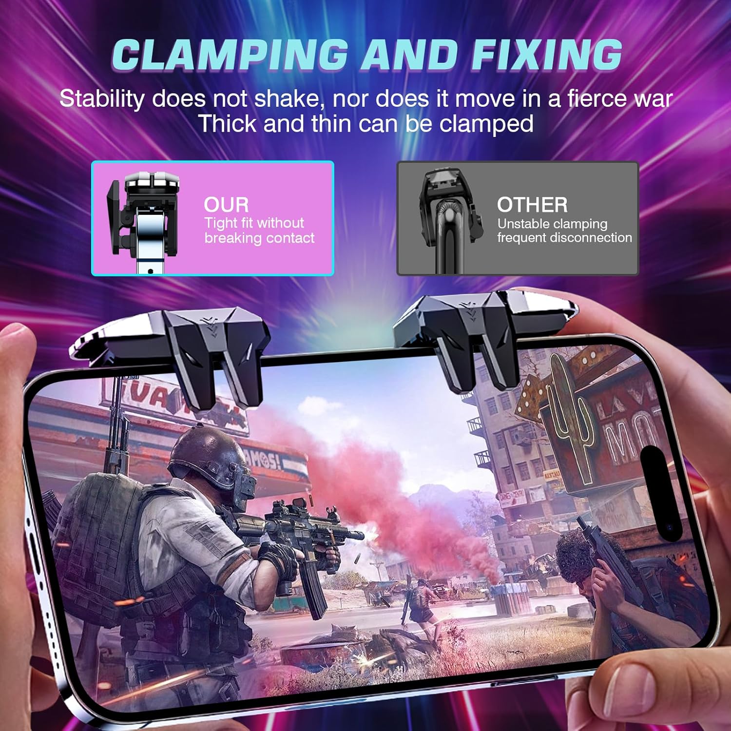Mobile Game Triggers for iPhone/Android, Shooting Sensitive Controllers, Joystick Aiming & Shooting Triggers, for PUBG, COD, Fortnite, Zero Lag, 6 Finger Gamepads - High Sensitivity.