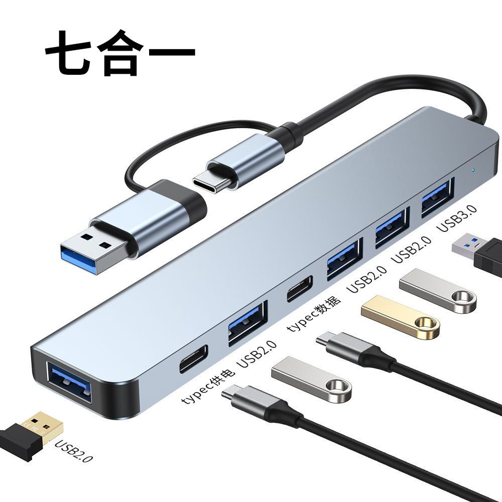 USB C Hub USB Hub 3.0, VIENON Aluminum 8-in-1 USB Splitter with 1 x USB 3.0, 3 x USB 2.0 & 1 x USB C, SD/TF Card Reader, 3.5mm Auxiliary Port for MacBook Pro Air and more PC/Laptop/Tablet devices