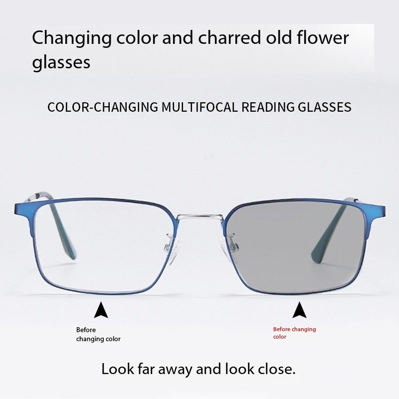 Explosive anti-blue light dual-purpose progressive multifocal pure titanium ultra-light high-definition reading glasses