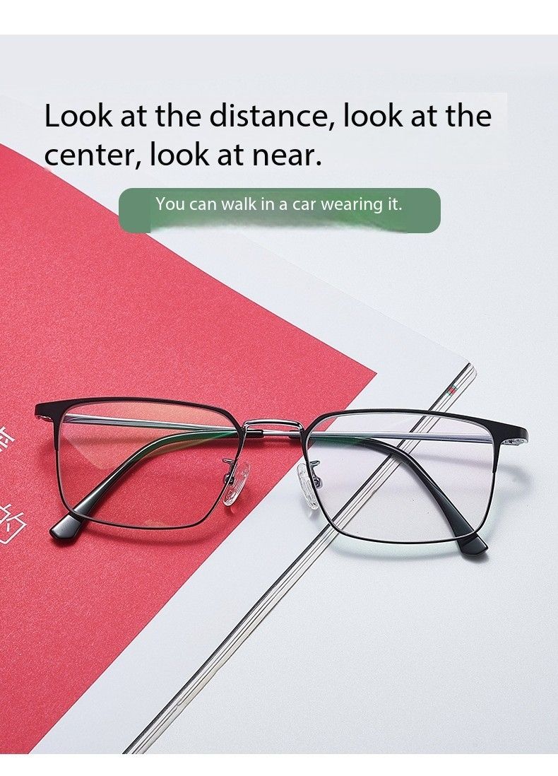Explosive anti-blue light dual-purpose progressive multifocal pure titanium ultra-light high-definition reading glasses
