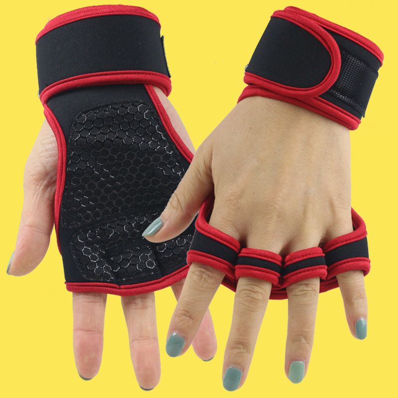 Gym weightlifting gloves men's and women's wrist guards anti-slip half finger exercise horizontal bar equipment training pull-ups anti-cocooning