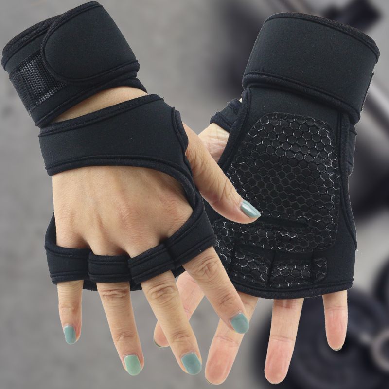 Gym weightlifting gloves men's and women's wrist guards anti-slip half finger exercise horizontal bar equipment training pull-ups anti-cocooning