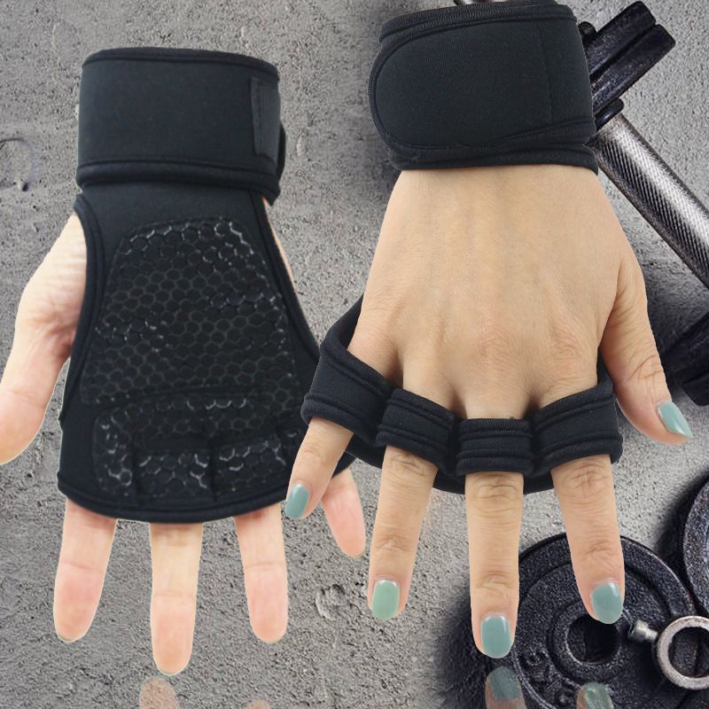 Gym weightlifting gloves men's and women's wrist guards anti-slip half finger exercise horizontal bar equipment training pull-ups anti-cocooning
