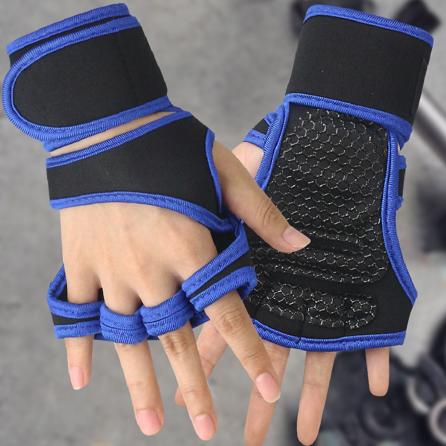 Gym weightlifting gloves men's and women's wrist guards anti-slip half finger exercise horizontal bar equipment training pull-ups anti-cocooning