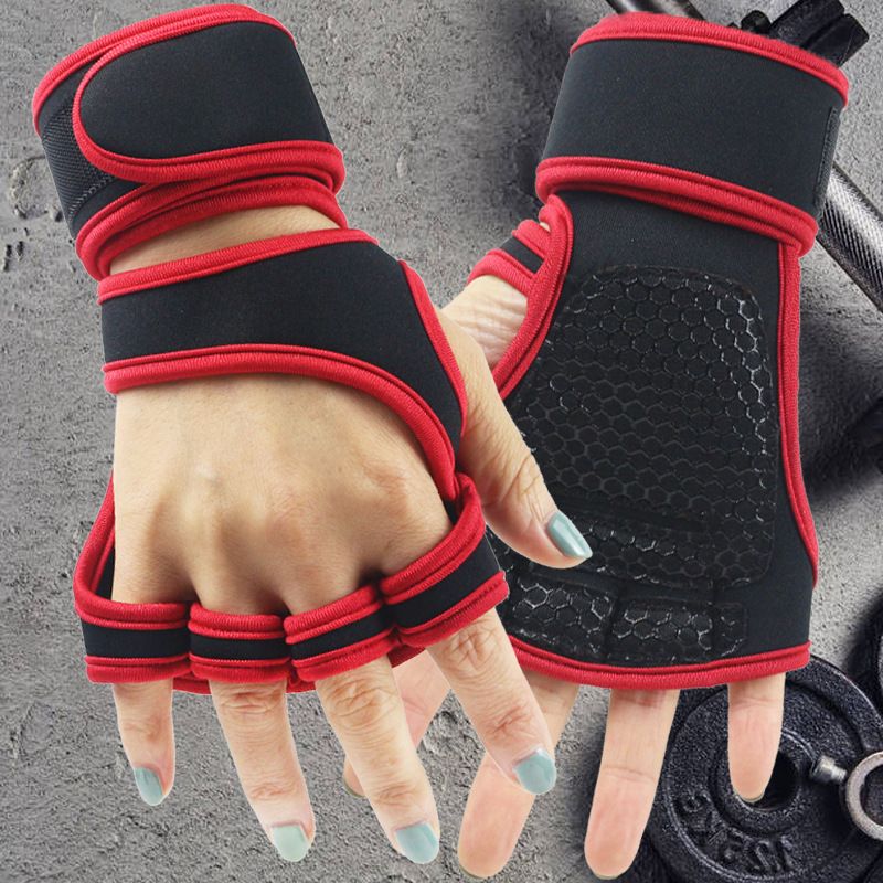 Gym weightlifting gloves men's and women's wrist guards anti-slip half finger exercise horizontal bar equipment training pull-ups anti-cocooning