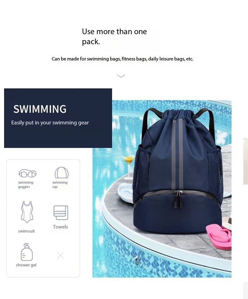 Basketball, football, volleyball, backpack, wet and dry separation, swimming bag, drawstring portable backpack, school bag, men's sports basketball storage bag