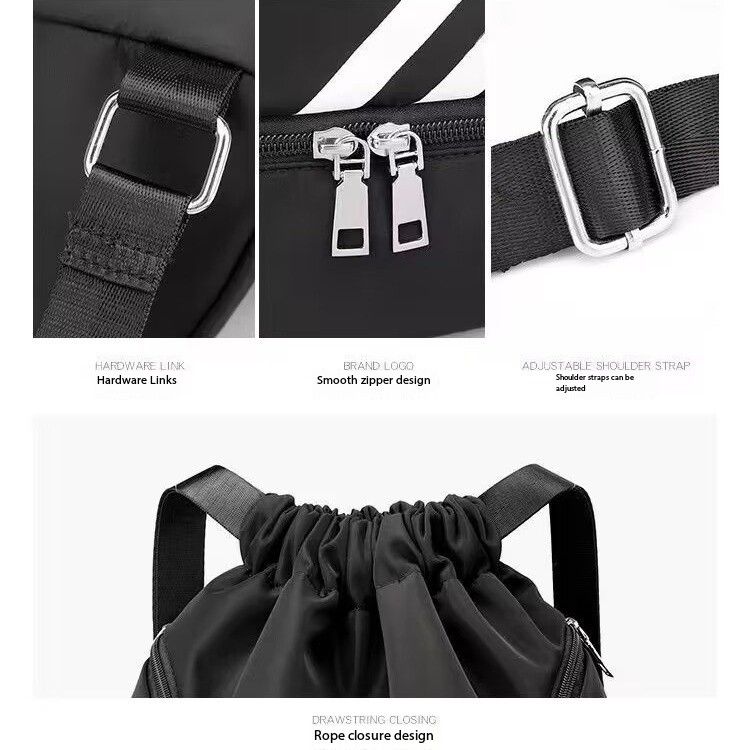 Drawstring Backpack Bag Outdoor Waterproof Gym Backpack Sports Yoga Gym Swim Bag Nylon Fiber String Backpack for Kids Men Women With Shoe Compartment