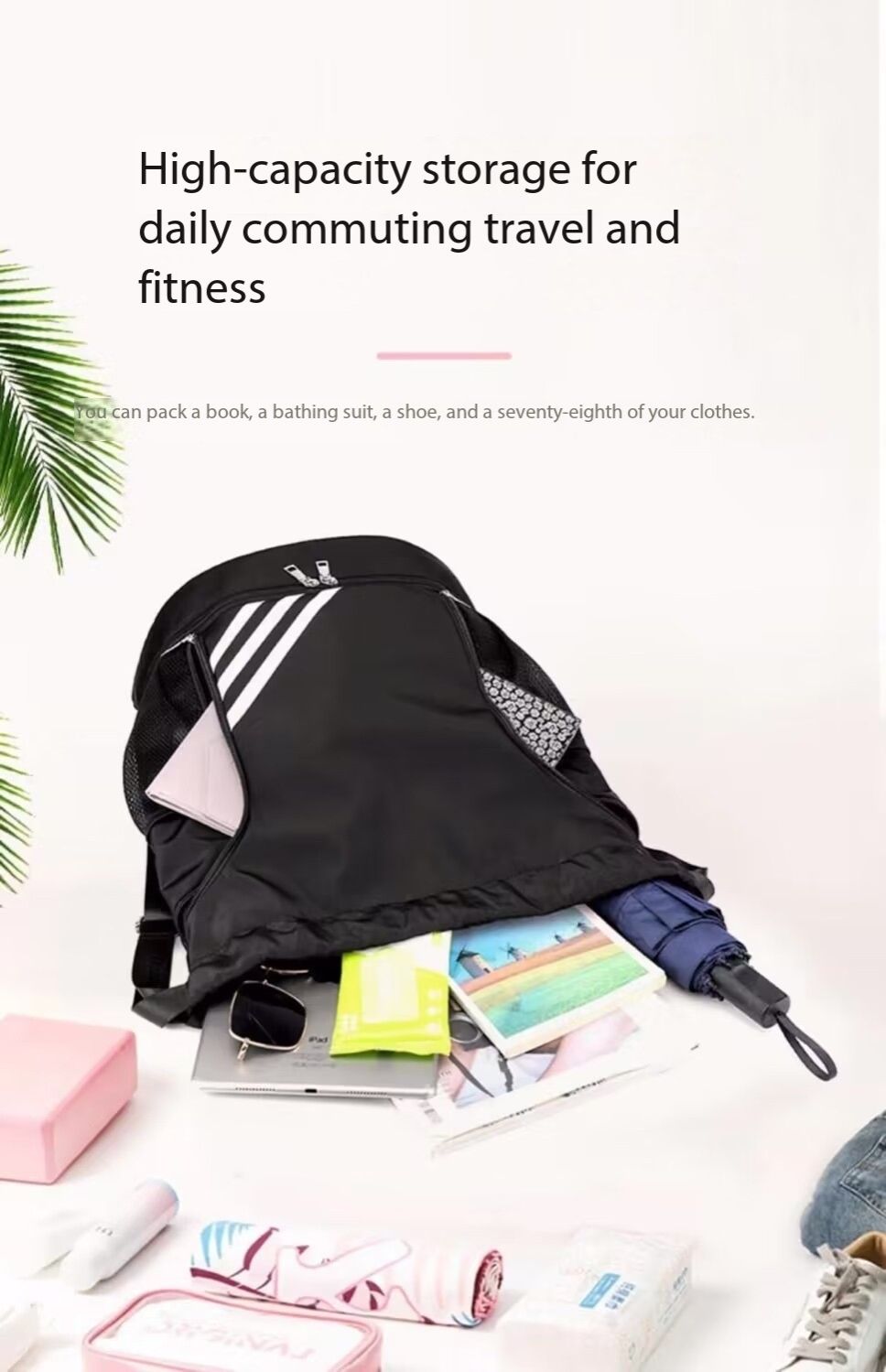 Drawstring Backpack Bag Outdoor Waterproof Gym Backpack Sports Yoga Gym Swim Bag Nylon Fiber String Backpack for Kids Men Women With Shoe Compartment