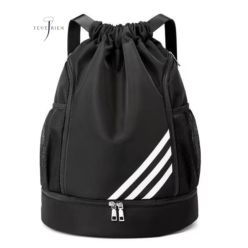Drawstring Backpack Bag Outdoor Waterproof Gym Backpack Sports Yoga Gym Swim Bag Nylon Fiber String Backpack for Kids Men Women With Shoe Compartment