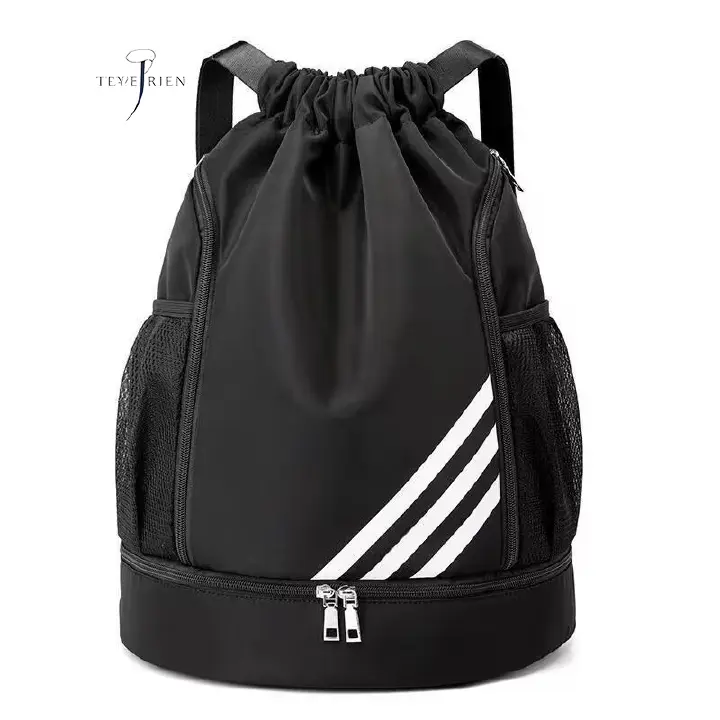 Drawstring Backpack Bag Outdoor Waterproof Gym Backpack Sports Yoga Gym Swim Bag Nylon Fiber String Backpack for Kids Men Women With Shoe Compartment