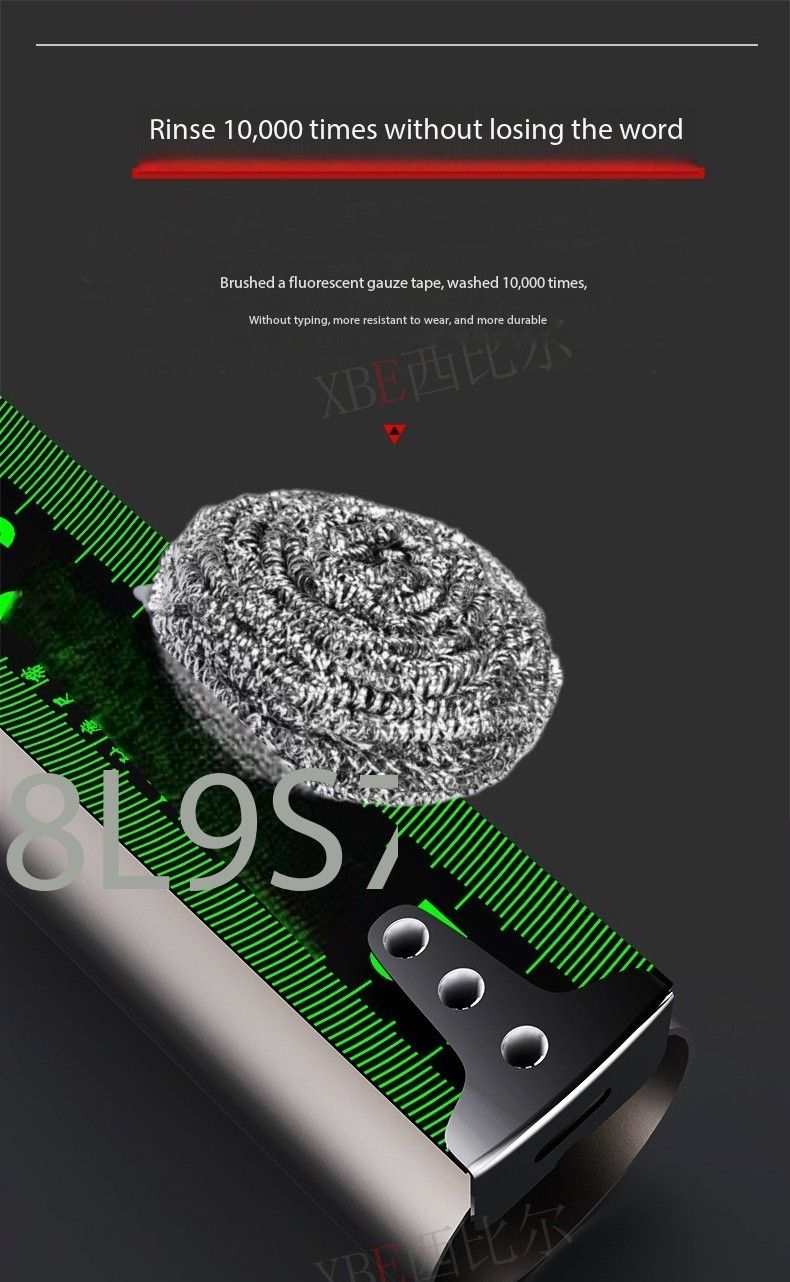 10M Tape Self-Locking Fluorescent Steel Tape High Precision Laser Wear-resistant Measuring Tool Tylon Tali Tape Uku 卷尺