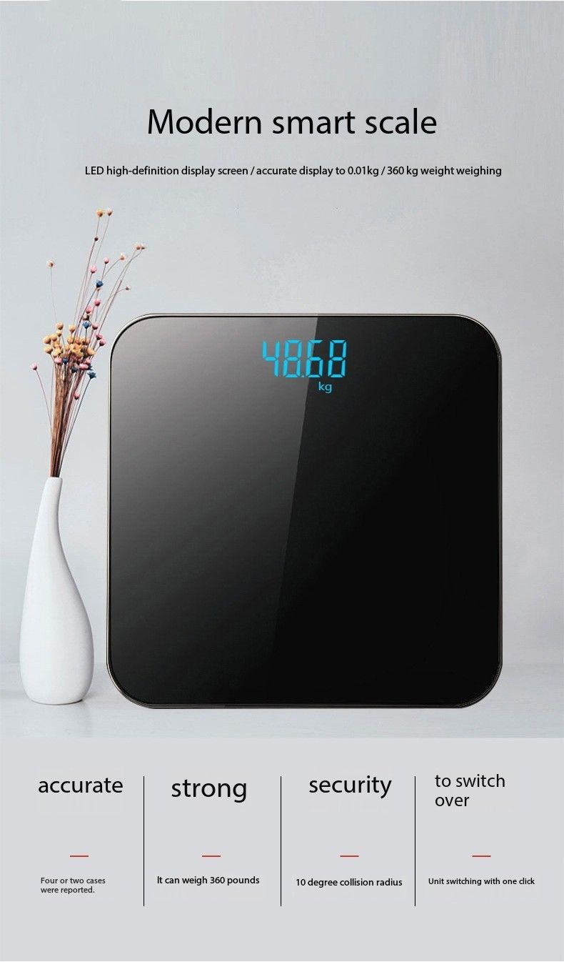 Weighing scale, bathroom scale, electronic digital scale
Home Smart Charging Hidden Screen Weight Scale Healthy Weight Loss Body Scale Solid Color Precision Electronic Weigher