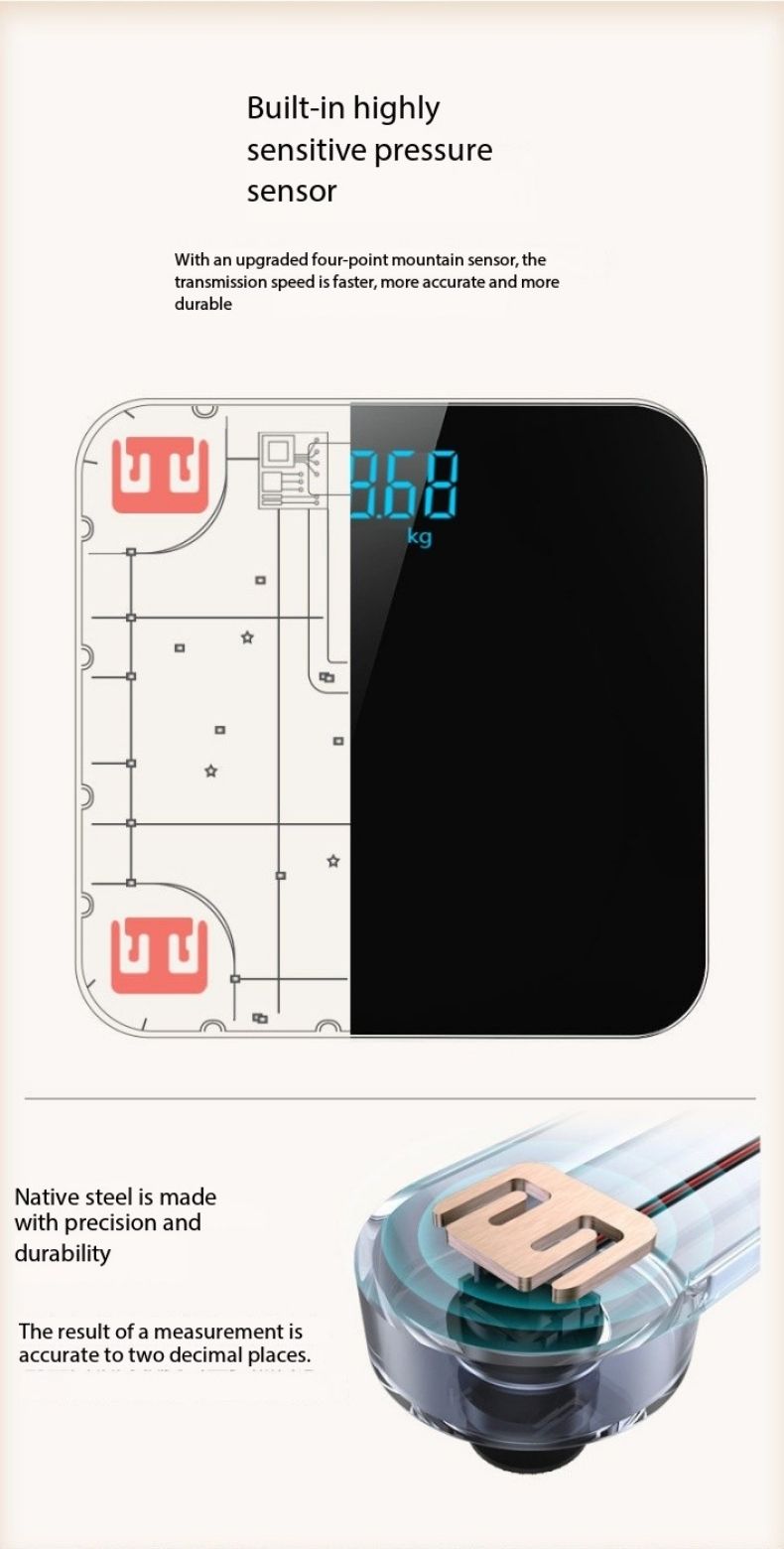 Weighing scale, bathroom scale, electronic digital scale
Home Smart Charging Hidden Screen Weight Scale Healthy Weight Loss Body Scale Solid Color Precision Electronic Weigher