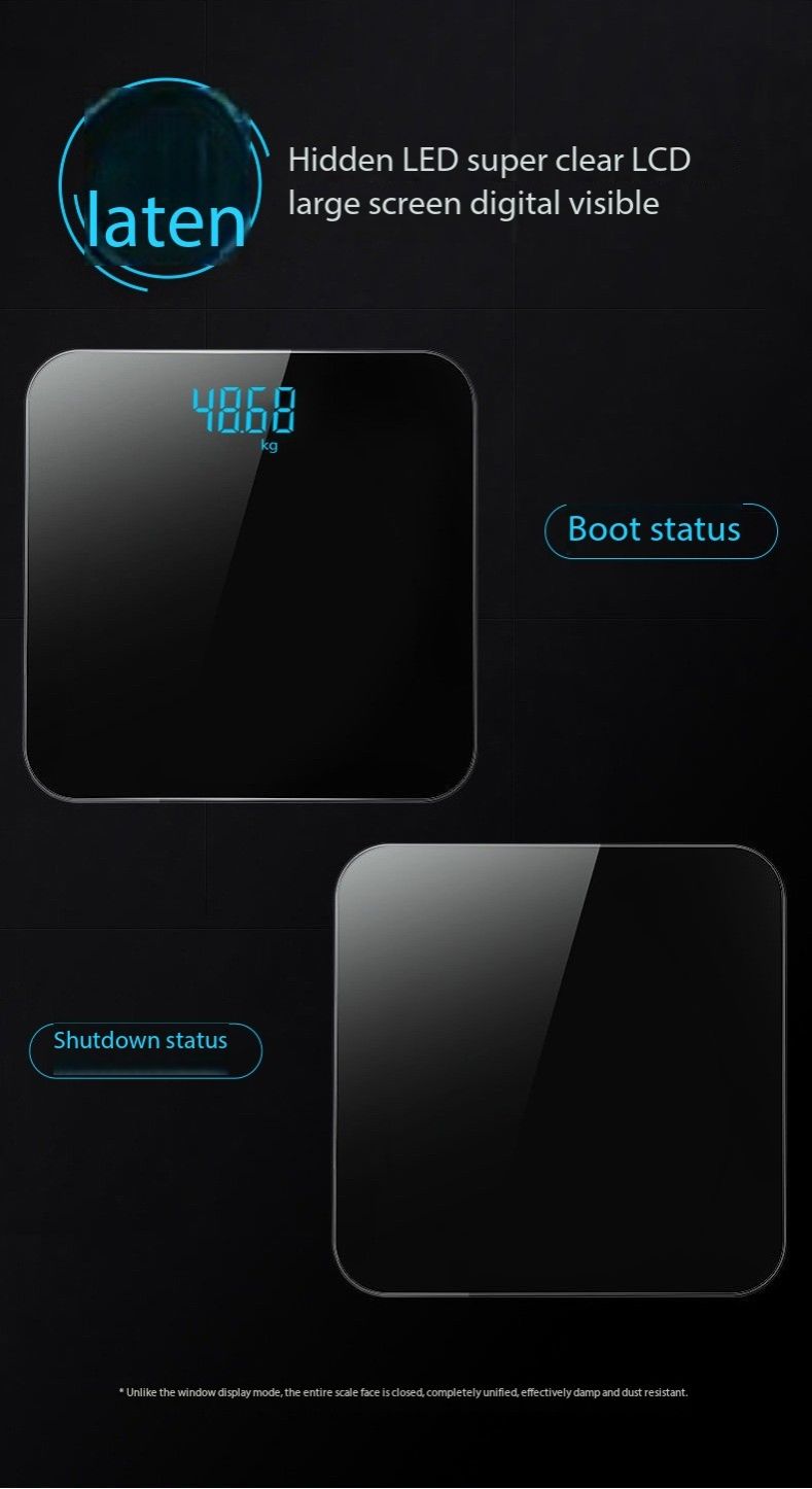 Weighing scale, bathroom scale, electronic digital scale
Home Smart Charging Hidden Screen Weight Scale Healthy Weight Loss Body Scale Solid Color Precision Electronic Weigher