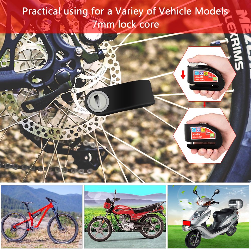 Motorcycle alarm lock security anti-theft disk brake alarm Aluminum alloy security anti-theft motorcycle bicycle accessories