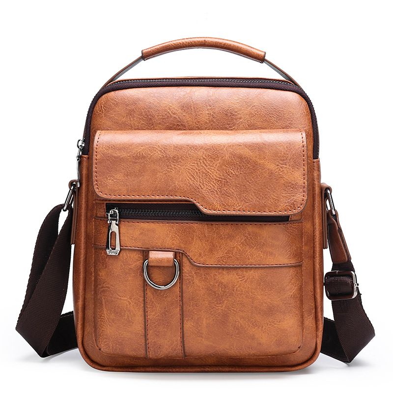 Crossbody bag Men's shoulder bag Retro vertical portable business men's bag Casual men's leather bag crossbody shoulder bag
