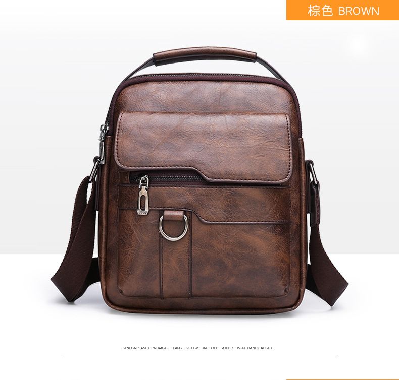 Crossbody bag Men's shoulder bag Retro vertical portable business men's bag Casual men's leather bag crossbody shoulder bag