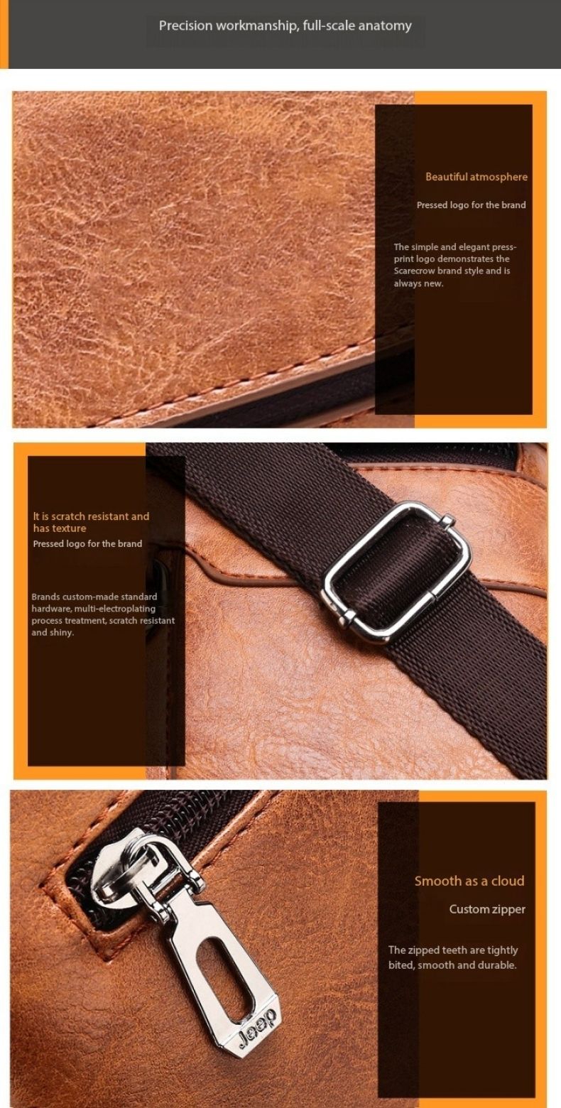 Crossbody bag Men's shoulder bag Retro vertical portable business men's bag Casual men's leather bag crossbody shoulder bag