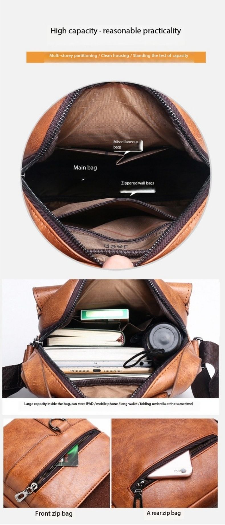 Crossbody bag Men's shoulder bag Retro vertical portable business men's bag Casual men's leather bag crossbody shoulder bag