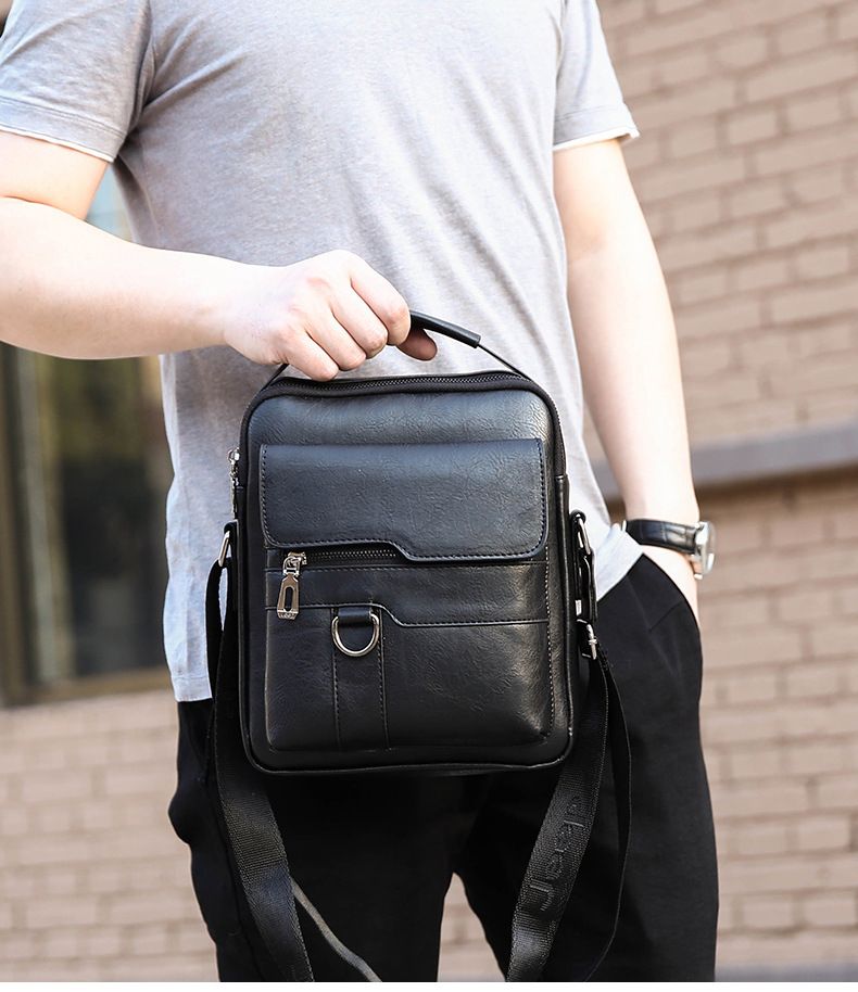 Crossbody bag Men's shoulder bag Retro vertical portable business men's bag Casual men's leather bag crossbody shoulder bag