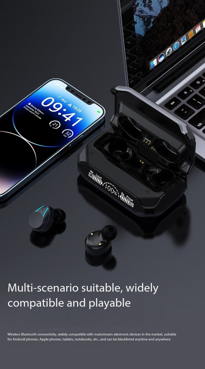Earphones Bluetooth earphones M10HIFI sound quality F9 Large digital display N41 wireless earphones