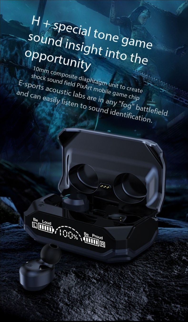 Earphones Bluetooth earphones M10HIFI sound quality F9 Large digital display N41 wireless earphones