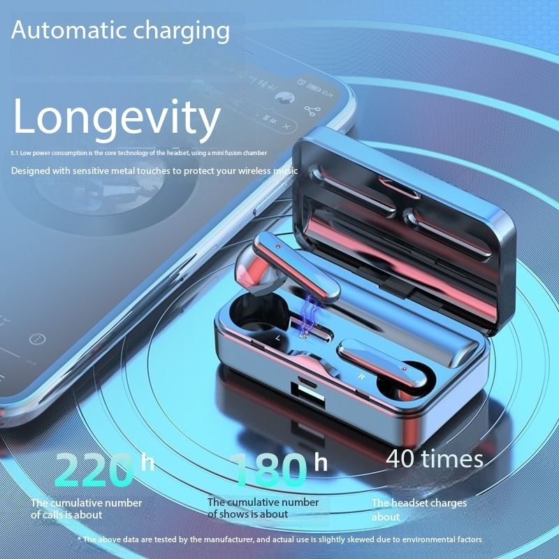 Digital mirror S20 Bluetooth headphone Cross-border new wireless headphone noise reduction touch digital display ultra-long endurance headphone