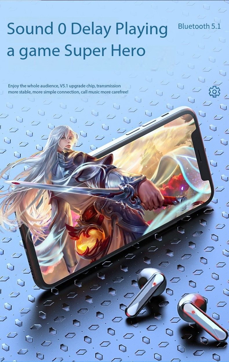 Digital mirror S20 Bluetooth headphone Cross-border new wireless headphone noise reduction touch digital display ultra-long endurance headphone