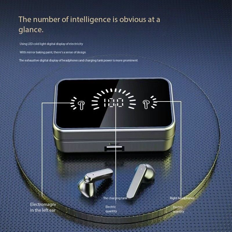 Digital mirror S20 Bluetooth headphone Cross-border new wireless headphone noise reduction touch digital display ultra-long endurance headphone