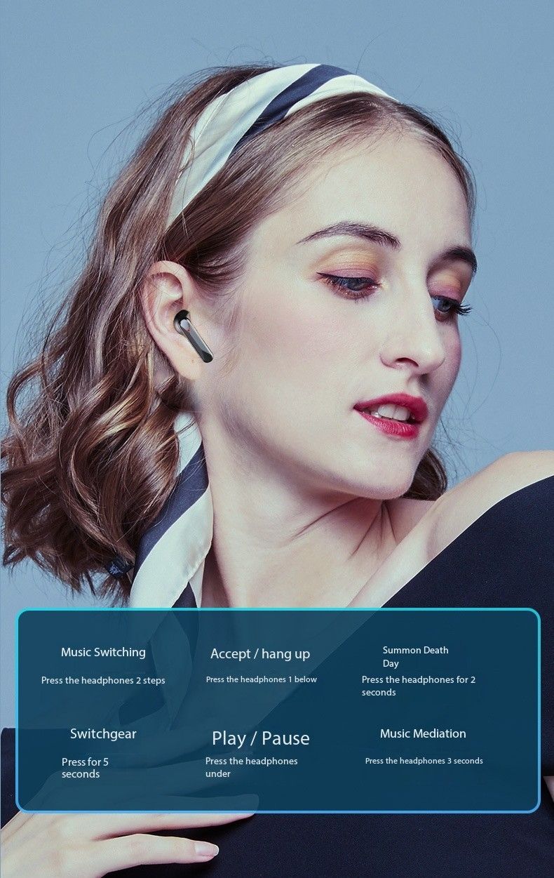 Digital mirror S20 Bluetooth headphone Cross-border new wireless headphone noise reduction touch digital display ultra-long endurance headphone