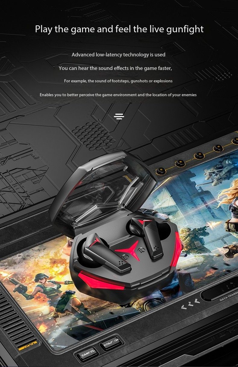 T33 Wireless Gaming Bluetooth Headset High power Touch esports Gaming TWS headset Low latency