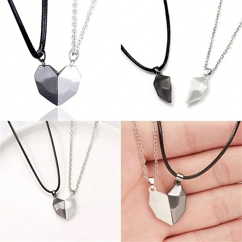Love magnet couple necklace pendant Simple wishing stone heart Instagram clavicle chain jewelry pair