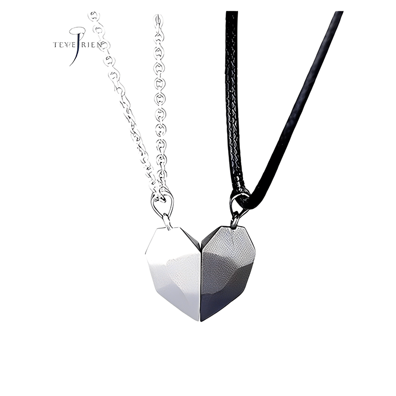 Love magnet couple necklace pendant Simple wishing stone heart Instagram clavicle chain jewelry pair