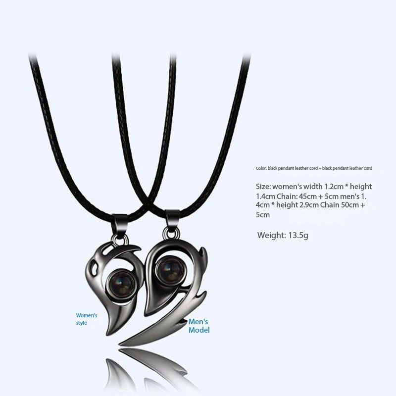 Magnets attract 100 languages I Love You Niche design Projection necklace Love couple Pendant pair