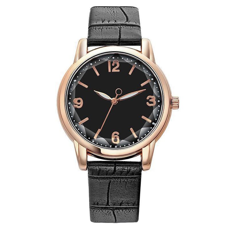 Fashion little blue watch, fashion bamboo leather strap, fashion digital women's watch women's quartz watch