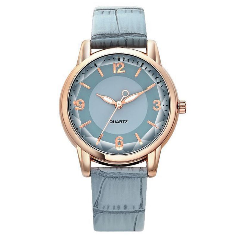 Fashion little blue watch, fashion bamboo leather strap, fashion digital women's watch women's quartz watch