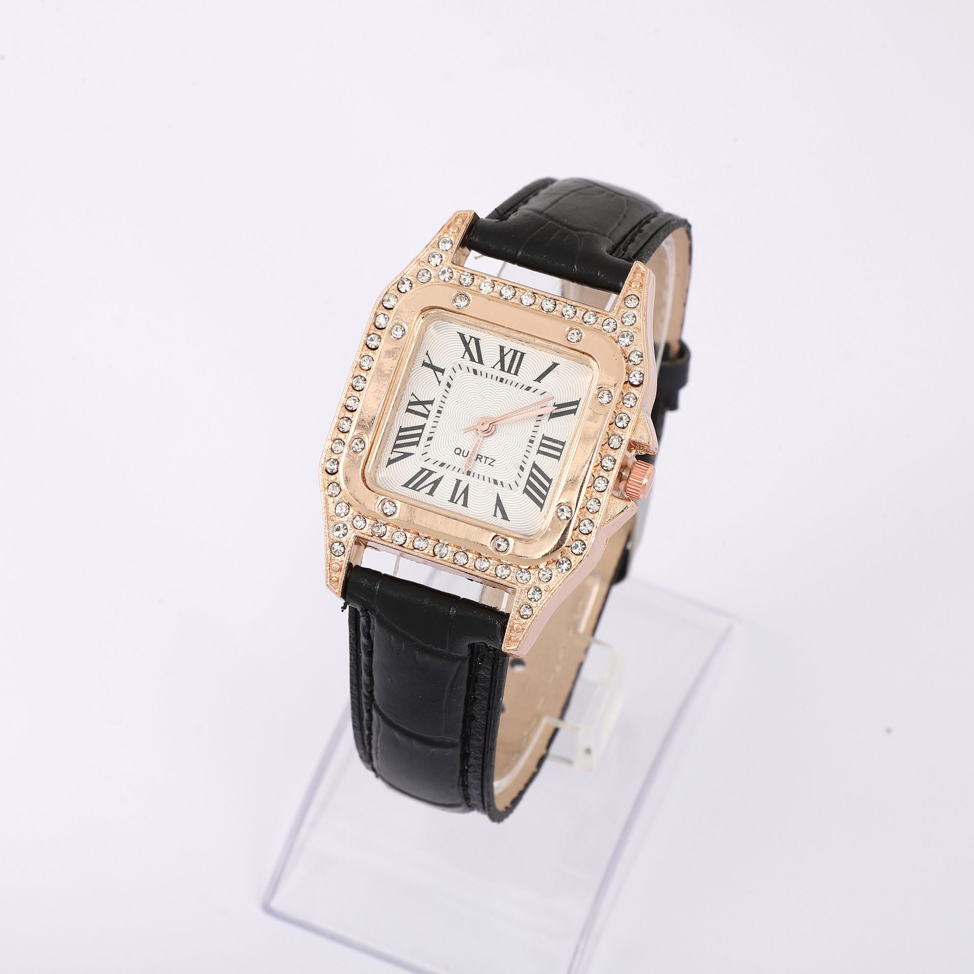 Foreign trade women's watch fashion square shell women's quartz watch diamond belt watch square dial watch