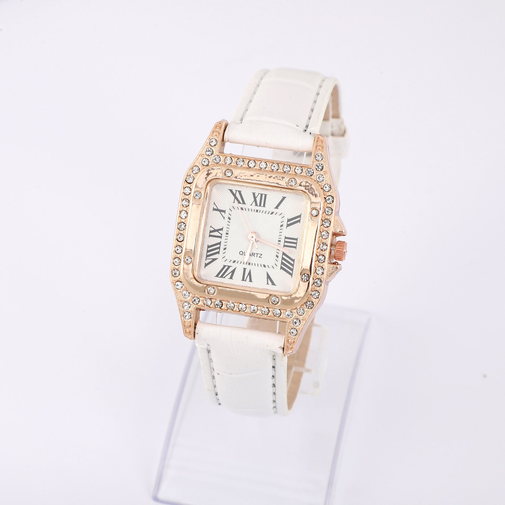 Foreign trade women's watch fashion square shell women's quartz watch diamond belt watch square dial watch