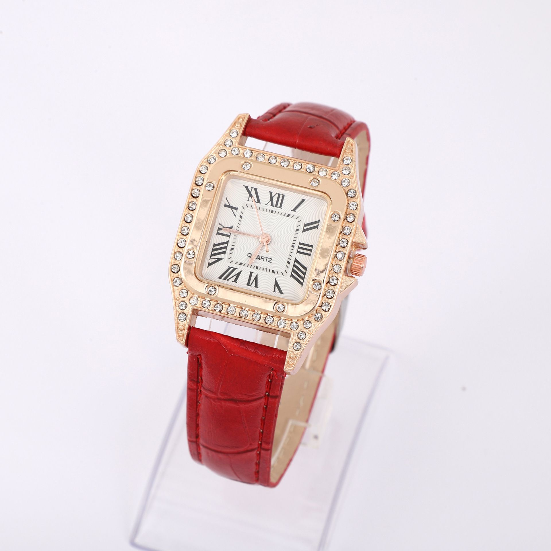 Foreign trade women's watch fashion square shell women's quartz watch diamond belt watch square dial watch