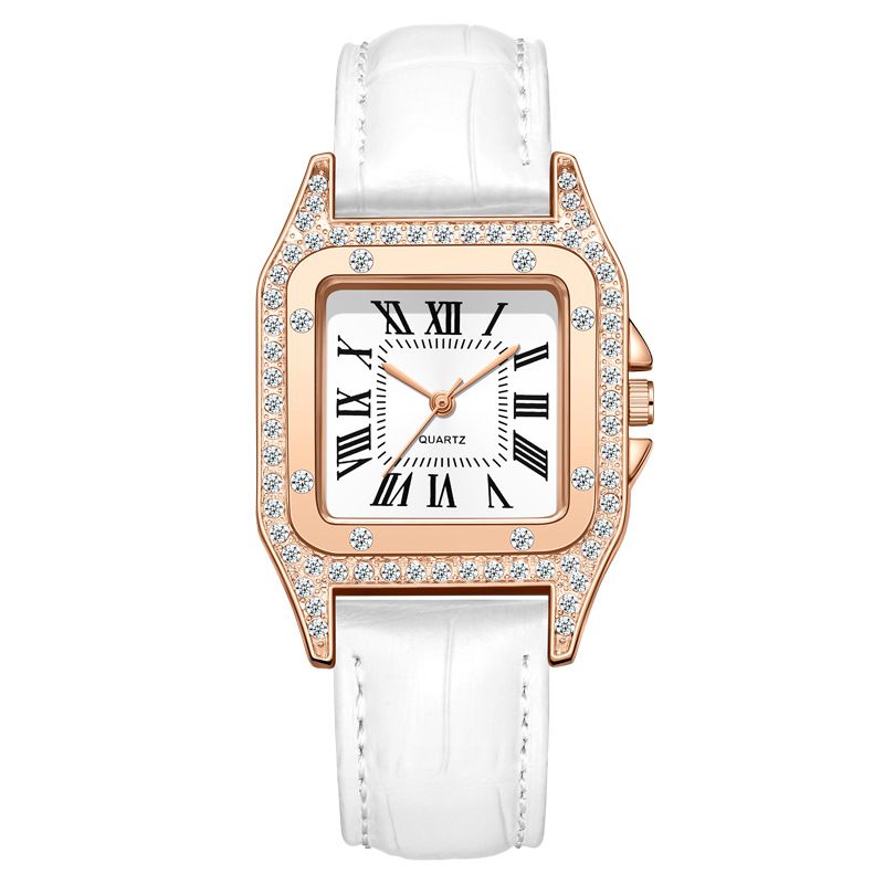 Foreign trade women's watch fashion square shell women's quartz watch diamond belt watch square dial watch