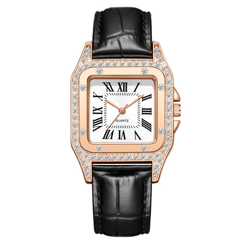 Foreign trade women's watch fashion square shell women's quartz watch diamond belt watch square dial watch
